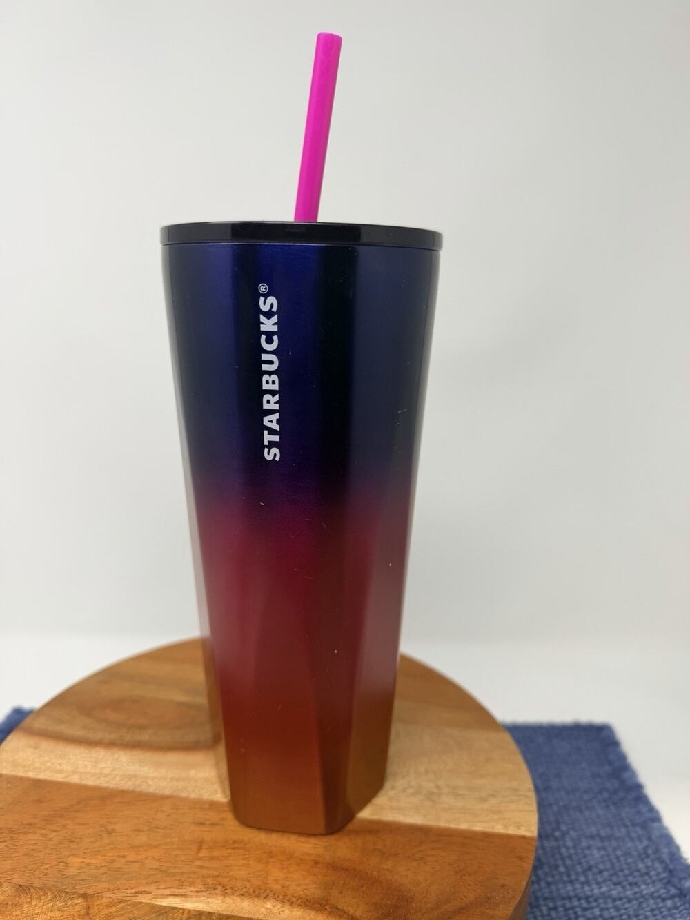 24oz 2022 Summer Geometric Purple Pink Orange Starbucks Stainless Steel Tumbler